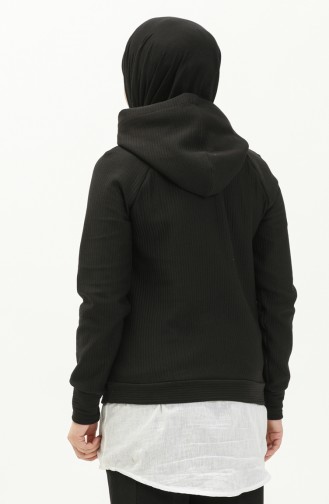 Kapüşonlu Sweatshirt 9002-01 Siyah