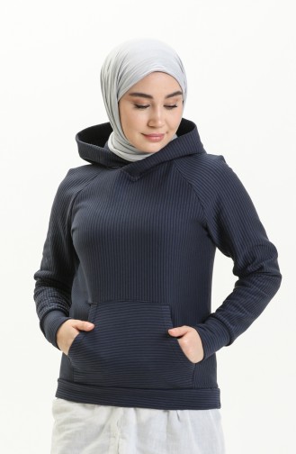 Kapüşonlu Sweatshirt 9002-02 Lacivert