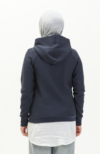 Kapüşonlu Sweatshirt 9002-02 Lacivert