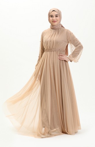 Dunkel-Beige Hijab-Abendkleider 5514-18