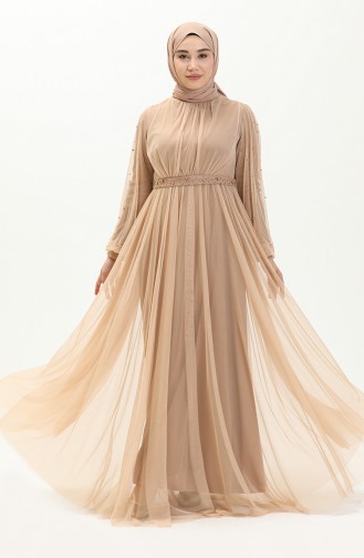 Dunkel-Beige Hijab-Abendkleider 5514-18