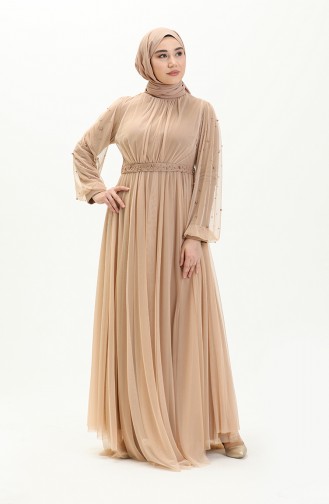 Dunkel-Beige Hijab-Abendkleider 5514-18