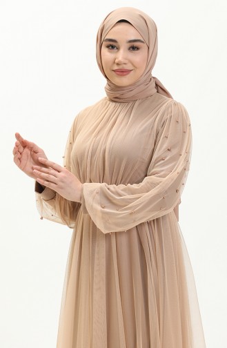 Dunkel-Beige Hijab-Abendkleider 5514-18
