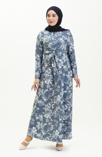 Hellblau Hijab Kleider 0132-01