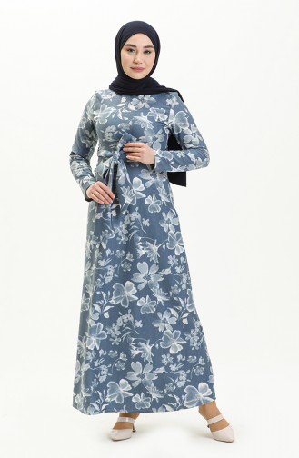 Hellblau Hijab Kleider 0132-01