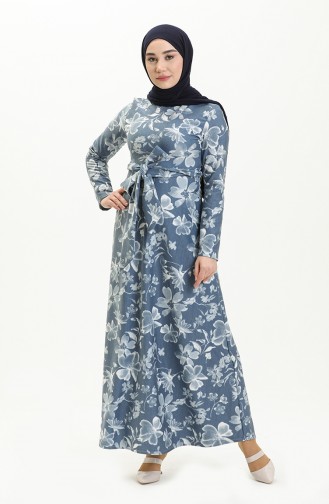 Hellblau Hijab Kleider 0132-01