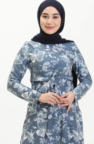 Hellblau Hijab Kleider 0132-01