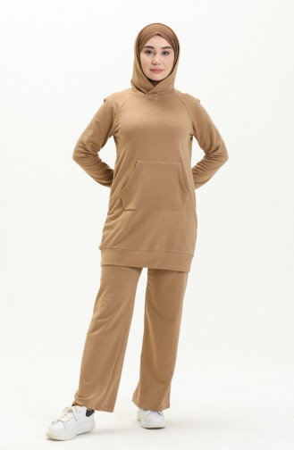 Kapşonlu Tunik Takim 0130-08 Camel