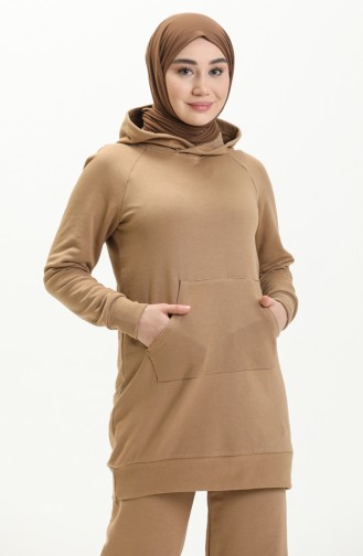 Kapşonlu Tunik Takim 0130-08 Camel