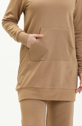 Kapşonlu Tunik Takim 0130-08 Camel