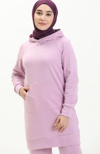 Kapşonlu Tunik Takim 0130-06 Lila