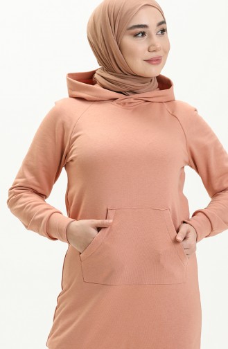 Kapüşonlu Tunik Pantolon İkili Takim 0130- 07-Açık Pembe