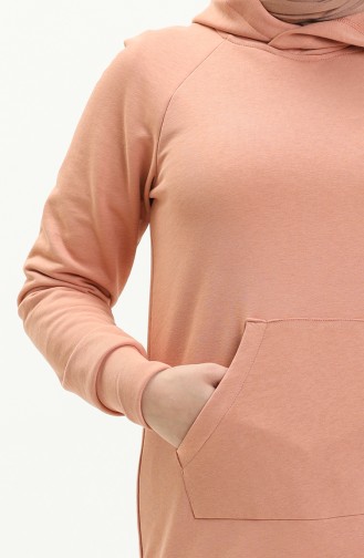 Kapüşonlu Tunik Pantolon İkili Takim 0130- 07-Açık Pembe