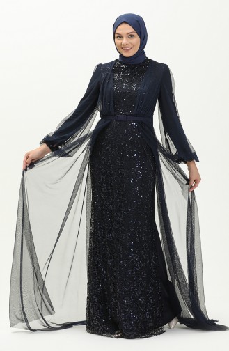 Silver Gray Hijab Evening Dress 5383-26