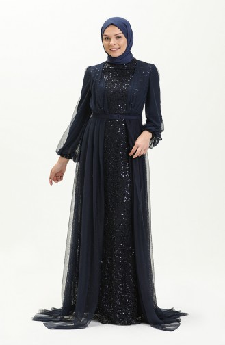 Silver Gray Hijab Evening Dress 5383-26