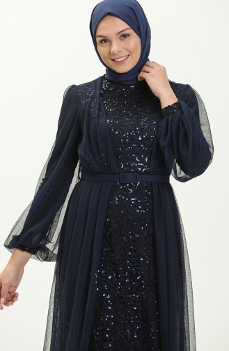 Silver Gray Hijab Evening Dress 5383-26