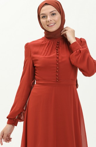 Ziegelrot Hijab-Abendkleider 5695-14