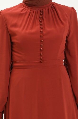 Brick Red Hijab Evening Dress 5695-14