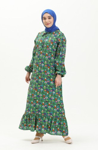 Green Hijab Dress 6675-03