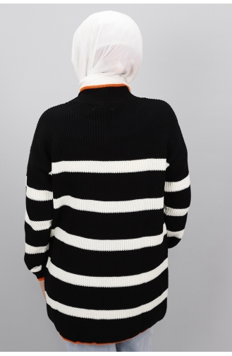 Çizgili Triko Tunik 7404-01 Siyah