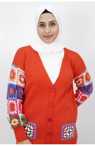 Orange Strickjacke 4332-04