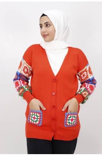 Orange Strickjacke 4332-04