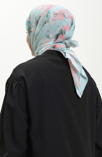 Ebru Desen Pliseli Eşarp 1126-08 Mint Yeşili