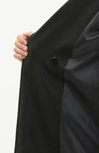 Manteau Cachet à Ceinturé 5112-01 Noir 5112-01