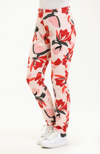 Patterned Sweatpants 0263-01 Powder Red 0263-01