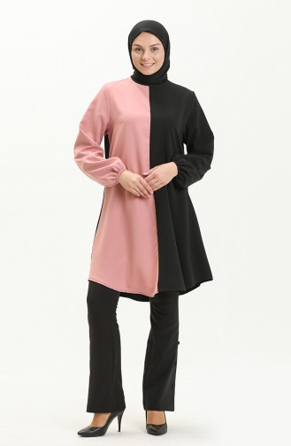 Zweifarbige Tunika 1821-09 Schwarz-Pink 1821-09