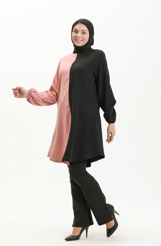Zweifarbige Tunika 1821-09 Schwarz-Pink 1821-09
