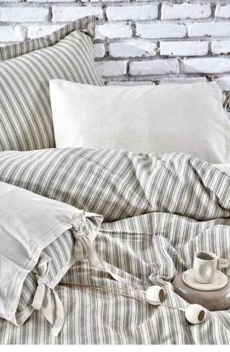 Ecocotton Ala Çift Kişilik Nevresim Takımı 100 Organik Pamuk Keten Yeşil 200X220 Cm Yeşil