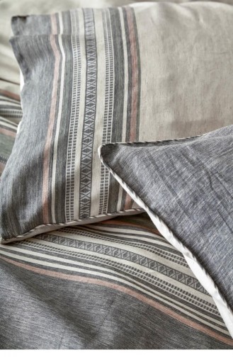 Ecocotton Dila Çift Kişilik Nevresim Takımı 100 Organik Pamuk Keten Bej Yeşil 200X220 Cm Bej Yeşil