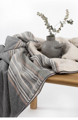 Ecocotton Dila Çift Kişilik Nevresim Takımı 100 Organik Pamuk Keten Bej Yeşil 200X220 Cm Bej Yeşil