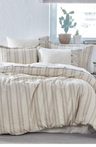 Ecocotton Delfin Çift Kişilik Nevresim Takımı 100 Organik Pamuk Keten Terra 200X220 Cm Terra