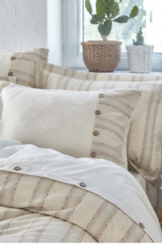 Ecocotton Delfin Çift Kişilik Nevresim Takımı 100 Organik Pamuk Keten Terra 200X220 Cm Terra