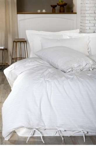 Ecocotton Leda Çift Kişilik Nevresim Takımı 100 Organik Pamuk Perkal Krem 200X220 Cm Krem