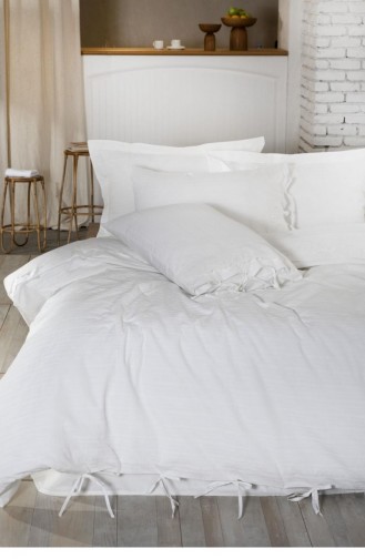 Ecocotton Leda Çift Kişilik Nevresim Takımı 100 Organik Pamuk Perkal Krem 200X220 Cm Krem