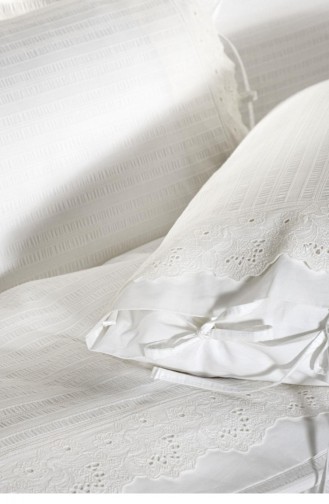 Ecocotton Leda Çift Kişilik Nevresim Takımı 100 Organik Pamuk Perkal Krem 200X220 Cm Krem