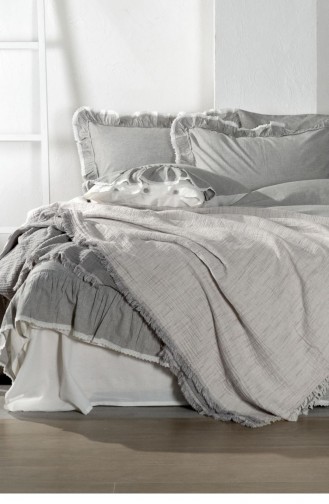 Ecocotton Muna Tek Kişilik Yatak Örtüsü 100 Organik Pamuk İnject Gri Mor 160X240 Cm Gri Mor