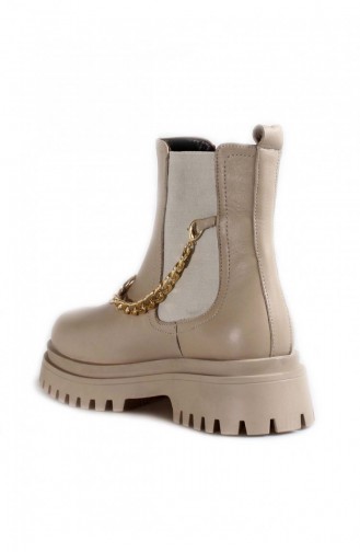 Genuine Leather Women`s Classic Boots 916Sza3578 Beige 916SZA3578.Bej