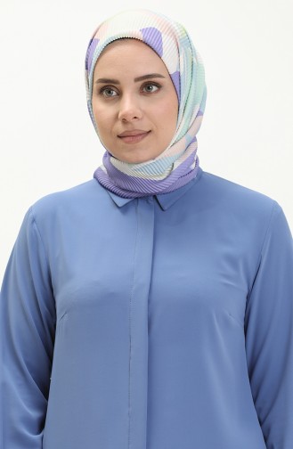 Karam Desen Pliseli Eşarp 1130-07 Lila Buz Mavisi