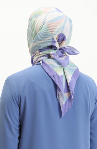 Karam Desen Pliseli Eşarp 1130-07 Lila Buz Mavisi