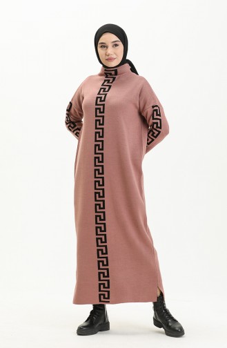 Beige-Rose Hijab Kleider 8007-01