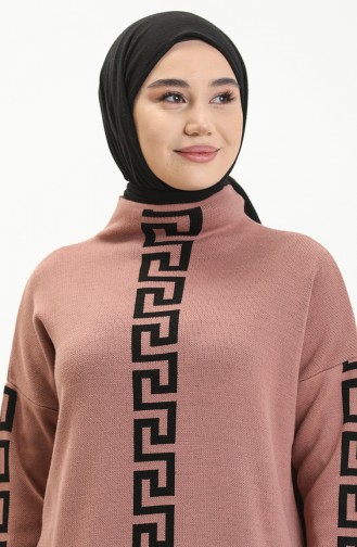 Beige-Rose Hijab Kleider 8007-01