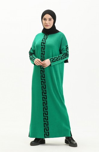 Grasgrün Hijab Kleider 8007-02