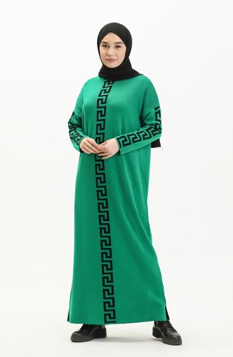 Grass Green Hijab Dress 8007-02