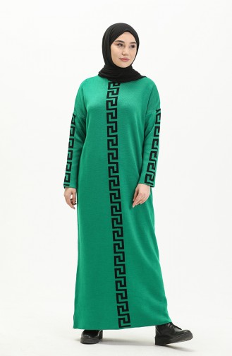 Grasgrün Hijab Kleider 8007-02
