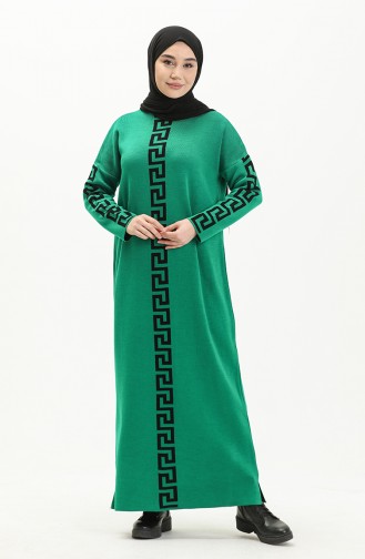 Grasgrün Hijab Kleider 8007-02