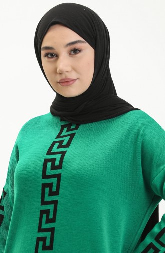 Grasgrün Hijab Kleider 8007-02